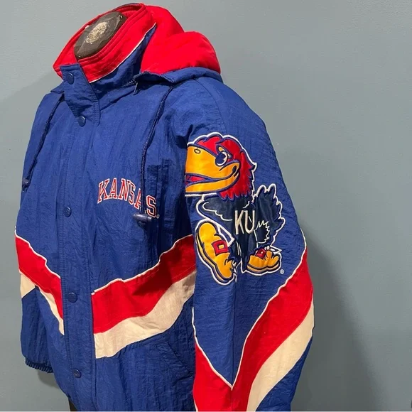 Vintage 90s NCAA Starter University of Kansas KU Jayhawks Full Zip Jacket Large - Picture 3 of 14